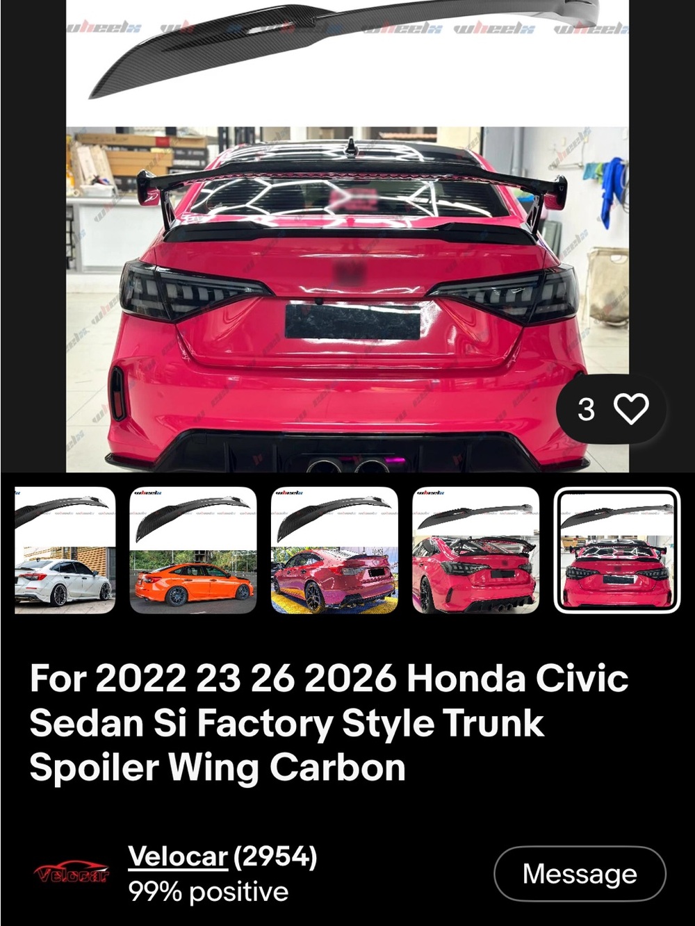 Carbon Fiber Trunk Spoiler on Hot Pink Sedan